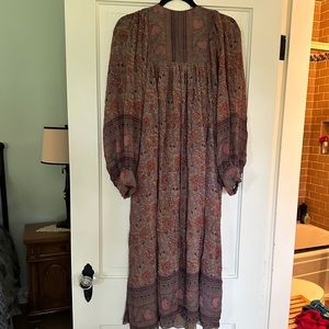 Ulla Johnson mid length long sleeve silk chiffon dress
